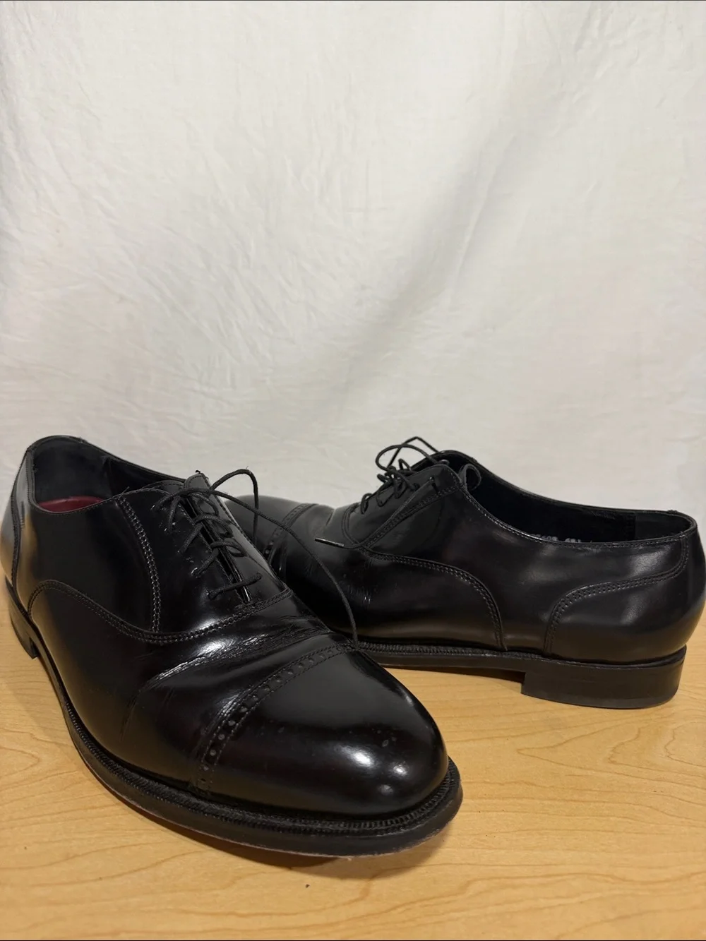 Florsheim Black Leather Cap-Toe Derby Dress Shoes